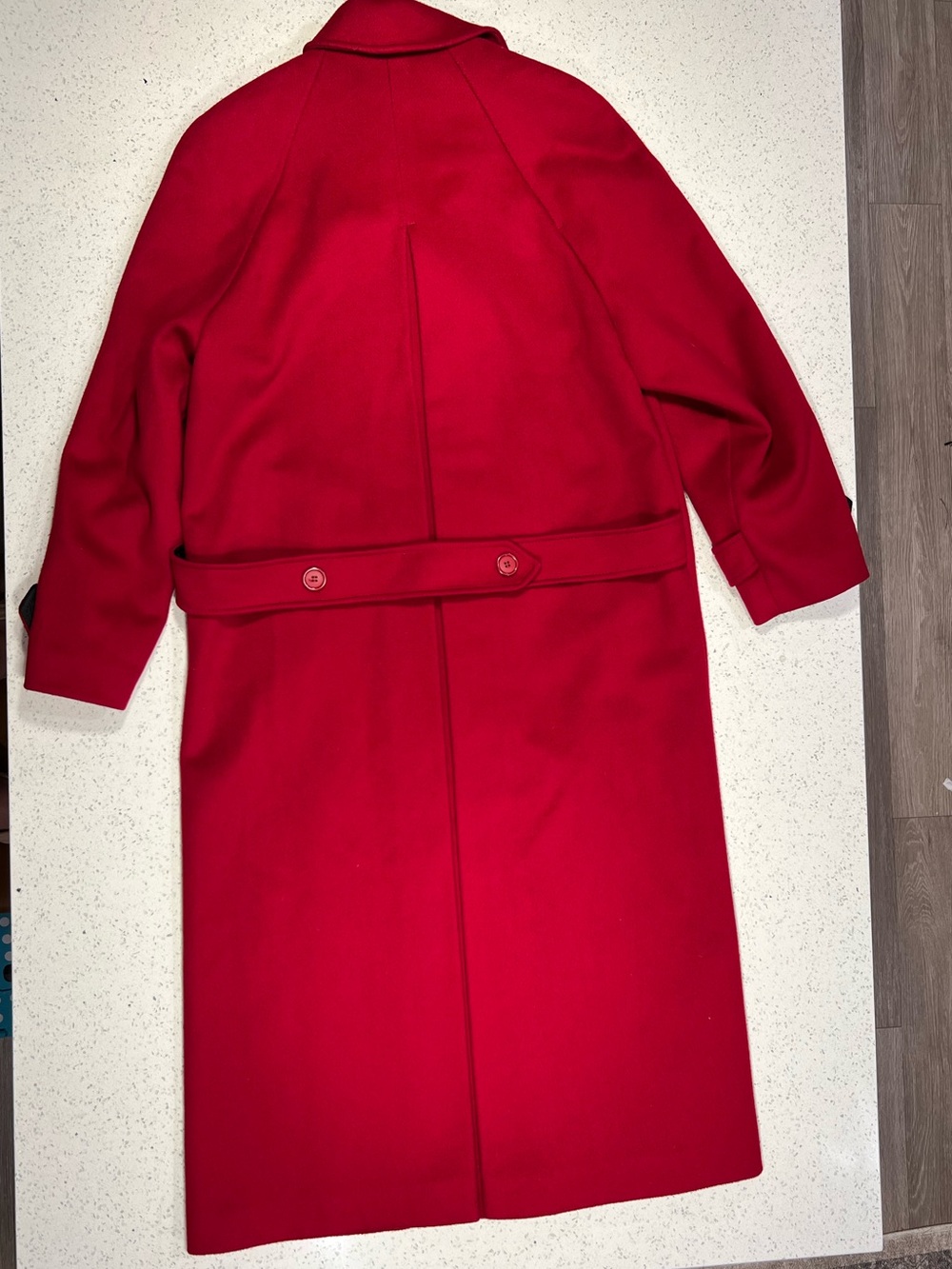Vintage 80s Cassidy Hand Tailored 100% Pure Wool Cherry Red Coat - Picture 8 of 9